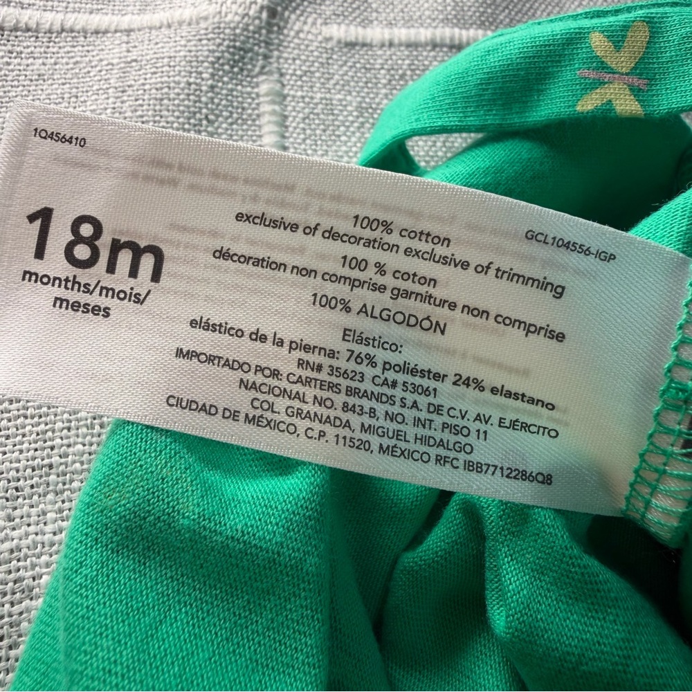 Carter's 18 Months‎ Baby Butterfly Sunsuit Green Bodysuit Dress NEW - Picture 6 of 8